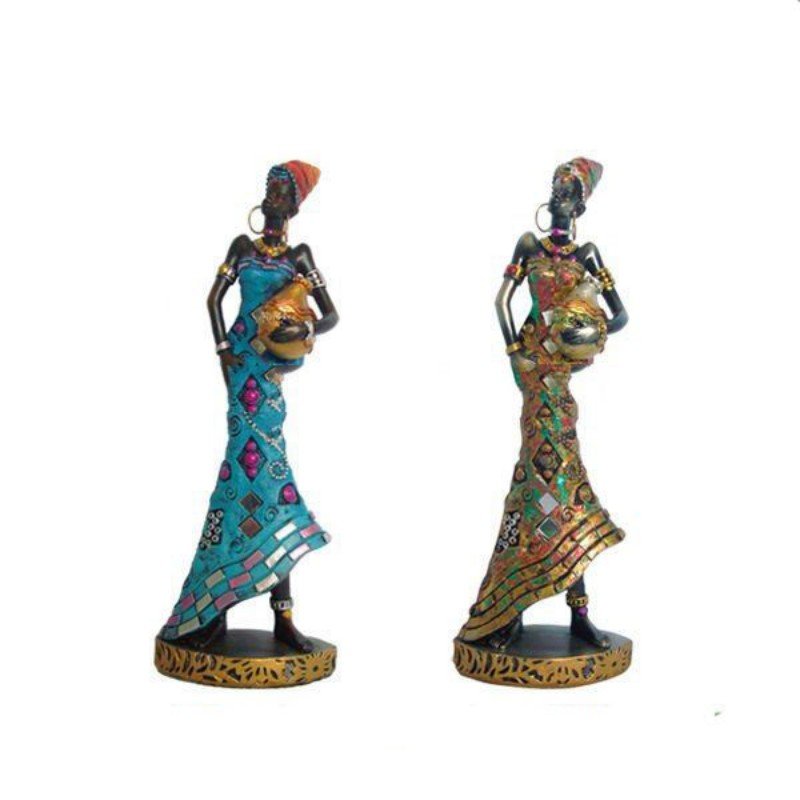 African Lady Figurine Made of Polyresin