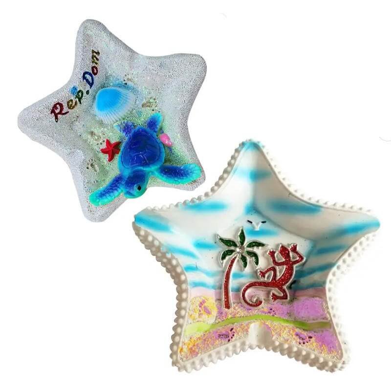 Custom Novelty 3D Hand Painting Beach Panta Cana Jamaica Czech Souvenir Gifts Polyresin Shells Starfish Turtle Cigarette Ashtray