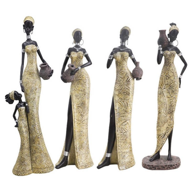 Factory Wholesale Resin Lady Figurine Polyresin African Woman Statue for Table Ornaments Home Decoration