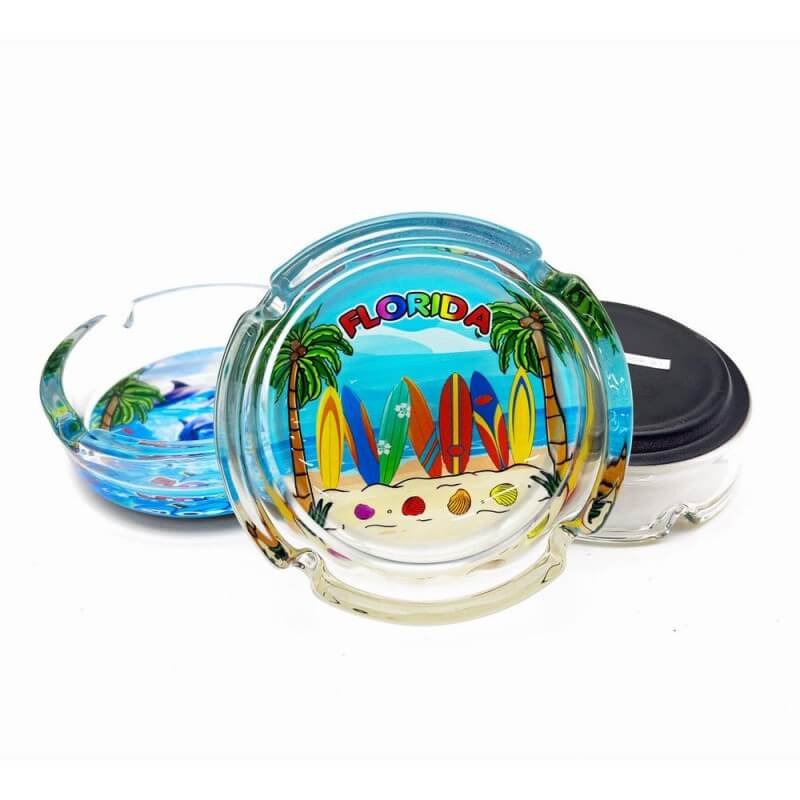 Personalized Custom Logo Crystal Ashtray Creative Glass Printed Ashtray