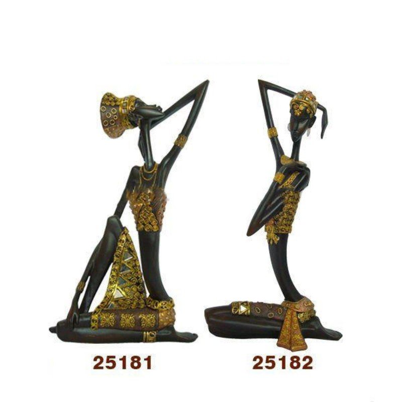 Polyresin African Young Lady Figurine for Home Ornament